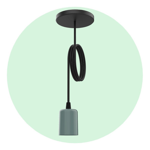 Lámpara Colgante Vintage Portalampara Cable Bell05 Color Verde pastel