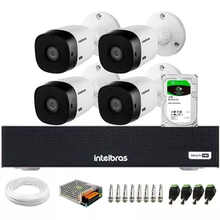 Kit Dvr 1004 Intelbras 4 Câmeras Infra 20mts Vhl 1120 2 Tera