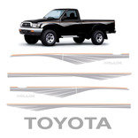 Faixa Lateral Hilux 1992 Até 2004 Cs + Adesivo Toyota Prata