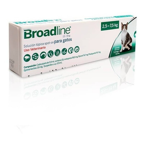 Broadline Pipeta Gatos 2,5 a 7,5 Kg | Antiparasitario interno y externo