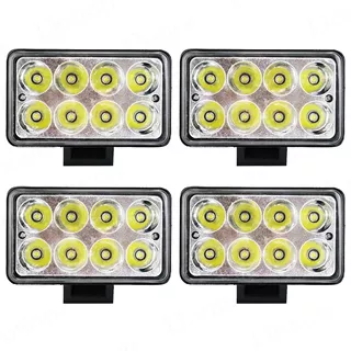 Kit 4 Farol De Milha 24w 8 Leds 12v 24v Carro Jeep Caminhõe