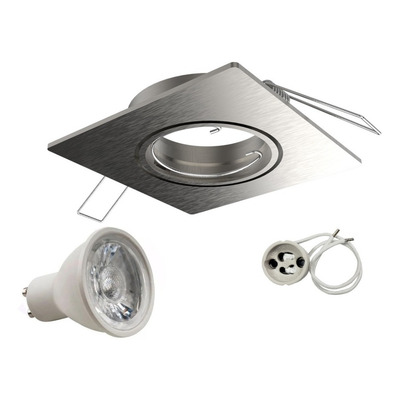 Spot Aluminio Inyectado Cuadrado Acero Movil  7w Ideal Baños