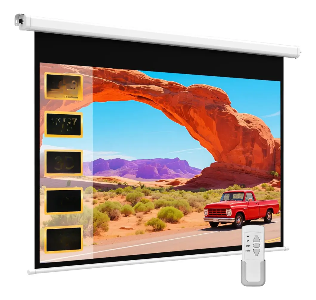 Imagen 1 de 6 de Telon Pantalla Proyector Automática 100 Pulgadas Control