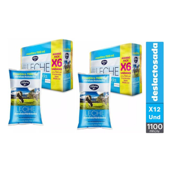 Pack X 12 Bolsa De Leche Deslactosada 1.1 L