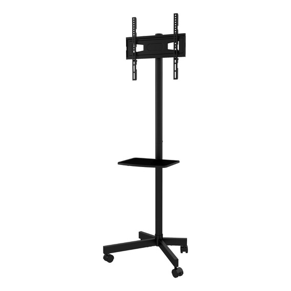 Soporte Naku Rack Para Tv De 32 A 55 Con Ruedas Y Estante Color Negro