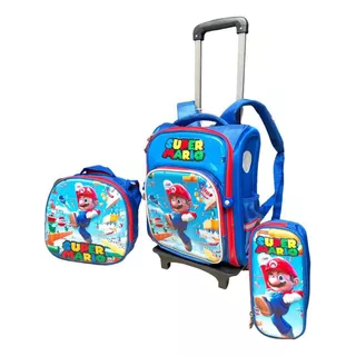 Hermosa Mochila Infantil Super Mario Pack 3 Mochila Escolar