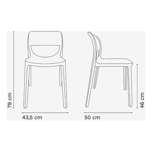 Silla de comedor Rossi Rossi Smile, estructura color vison, 4 unidades