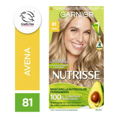 Kit De Tintura Permanente Nutrisse De Garnier Tono Tono 81 Avena