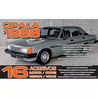 Kit Com 16 Adesivos Carroceria Gm Opala 4.1 Álcool 1988