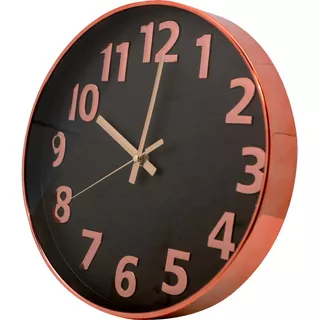 Relógio De Parede Silencioso Ponteiro Bronze Preto 30cm Yazi