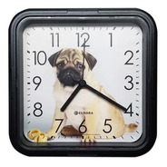 Relógio De Parede Eurora Cozinha Sala Dog Preto 6589
