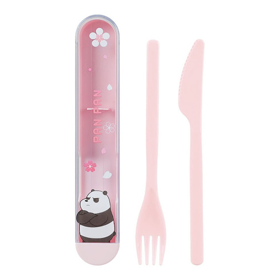 Miniso Set De Cubiertos Con Estuche We Bare Bears Panda Plás