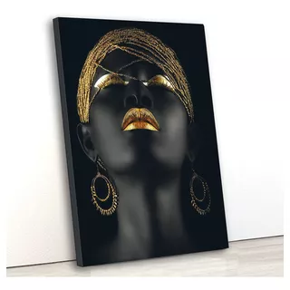 Tela Canvas Moda Africana Corrente Dourada 55x80 Vertical 1