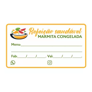 500 Adesivo Para Marmita Comida Personalizada 7x4cm