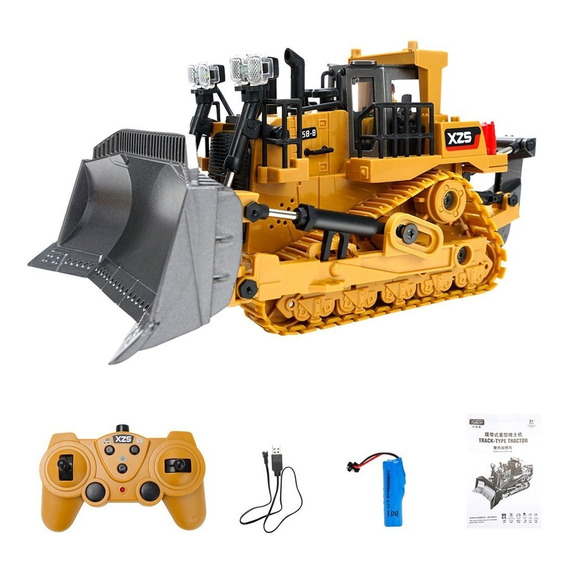 Excavadora Control Remoto Juguete Bulldozer 9 Canales Metal