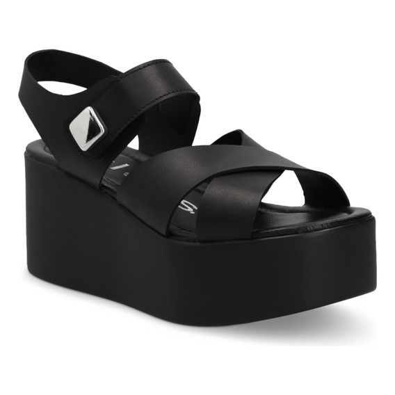 Sandalia Plataforma 8 Cm Casual Dama Negro 266-46