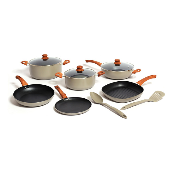 Set Batería Cocina 9 Piezas Antiadherente 2 Utensilios Carol