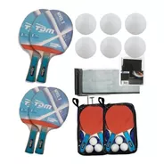 Set 4 Paletas Ping Pong Tenis Mesa 6 Pelotitas Funda Con Red