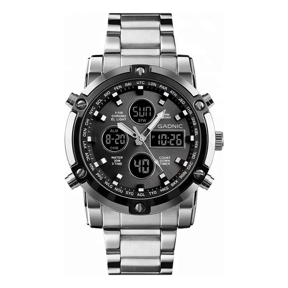 Reloj Digital Gadnic Hombre Malla Acero Sumergible Elegante