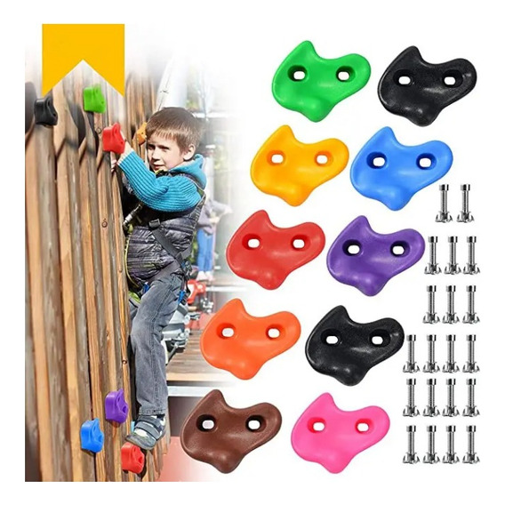 32pcs Presas Piedras Escalada Niños Madera Muro Trekking