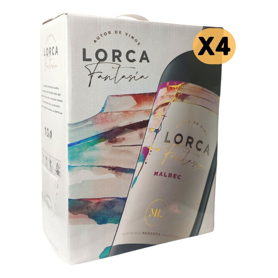 Vino Bodega Lorca Fantasia Bag In Box Malbec 3lts X4 Unid