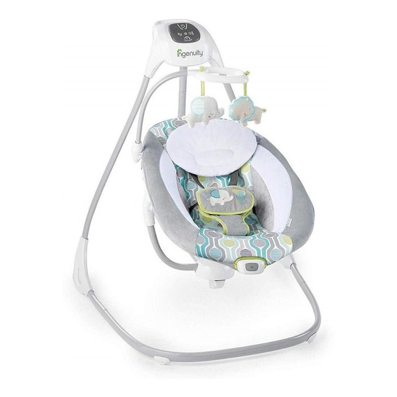 Silla mecedora para bebé Ingenuity Compact Soothing Swing eléctrica everston gris/agua/verde claro