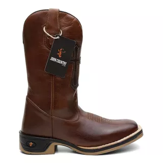 Bota Botina Texana Country Masculina 100% Em Couro Legítimo 