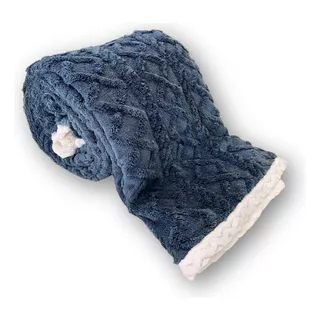 Cobertor Casal Dupla Face Sherpa Lã De Carneiro Azul Petrole