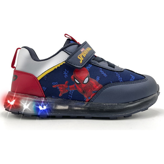 Tenis Original Marvel Spider-man Con Luces Azul  Para Niño