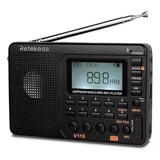 Radio  Retekess V115 Digital Portátil Color Negro