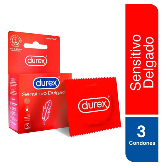 Durex Sensitivo Delgado Cj 3 Condones De Látex