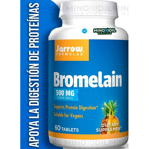 Jarrow Formulas Bromelina 500 Mg 60 Tabletas Sabor Sin Sabor