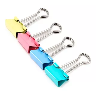 48 Clips Pinza Grande Papel Sujetador Organizador Papeleria Color Colores