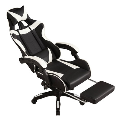 Silla Gamer Gaming Ergonomica Reclinable Negro Con Blanco 