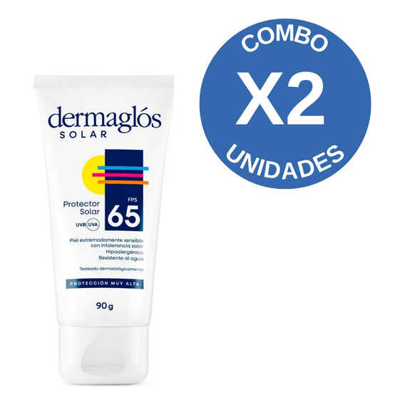 Combo X 2 Dermaglos Protector Solar Fps 65 Crema X 90gr