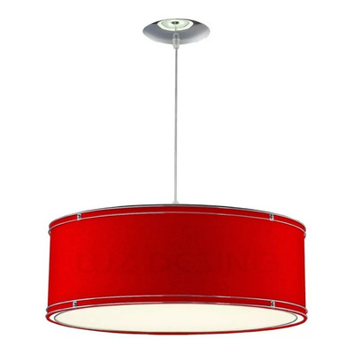 Colgante 3 Luces Doble Aro Rojo Cromo 50cm Apto Led 