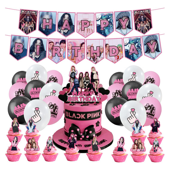 Kit De Decoración De Black Pink Fiesta De Cumpleaños
