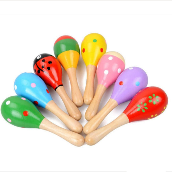 Sonajero Maraca De Madera Infantil Didáctico Estimulación 