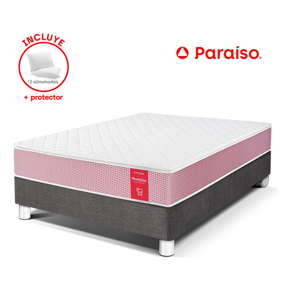 Conjunto Paraíso Medallón Ergo 2 Plazas + 02 Almohadas