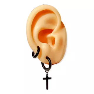 Pack De Aros Argollas Doble Uso Negras Cruz Piercing Oreja