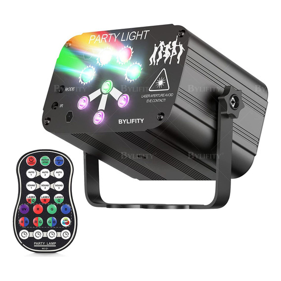 Laser DJ Proyector Luces de Escenario RGB LED BYLIFITY Luces Fiesta Discoteca De 360 ​degree con 120 patrones De Efectos De Iluminación, Luz LED Estroboscópicas Audioritmicas