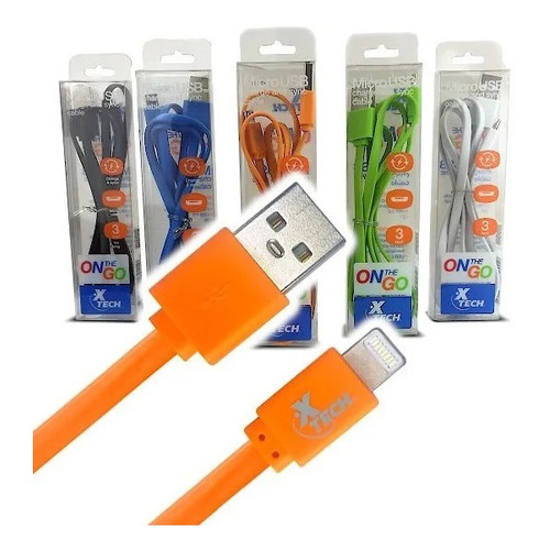 Cable Usb Para iPhone Xtg-216 Color Naranja