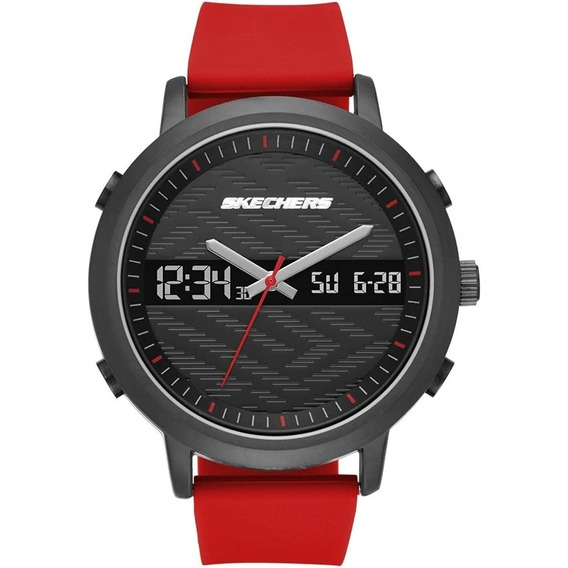 Reloj Caballero Skechers Lawndale Sr5073 Color Rojo Y Negro