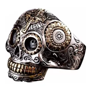 Anillo Plata Maciza 925 Calavera Mexicana Hombre Mujer