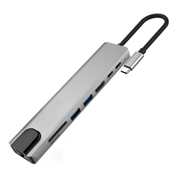 Adaptador Hub Usb C 8 En 1 Hdmi Usb 3.0 Micro Sd Rj45 + Ax®