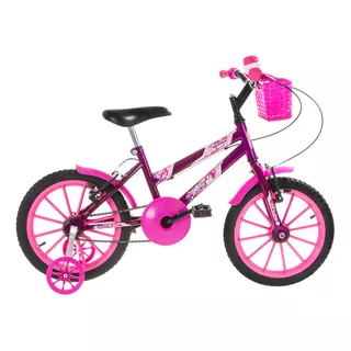 Bicicleta Infantil Ultra Kids C/cestinha Aro 16 Rosa E Lilás Cor Lilás-rosa