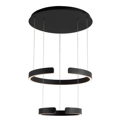 Colgante Led Toluca Doble Negro 80w Aluminio Moderno