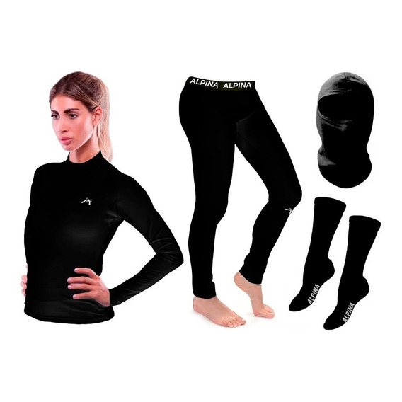 Kit Termico Moto Alpina Remera + Calza + Balaclava + Medias