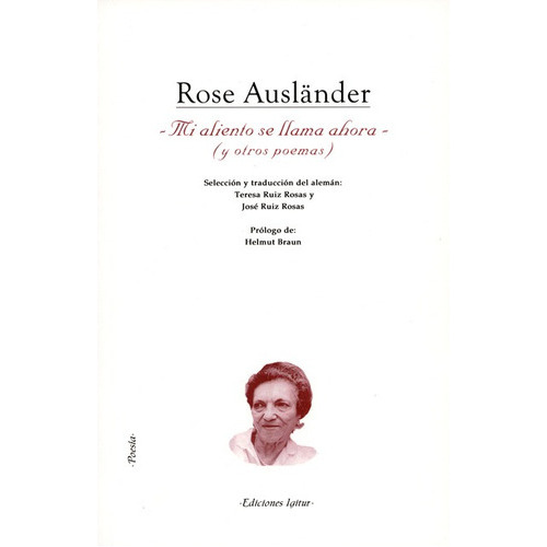 Mi Aliento Se Llama Ahora Y Otros Poemas, De Auslander, Rose. Editorial Igitur, Tapa Blanda En Español, 2014