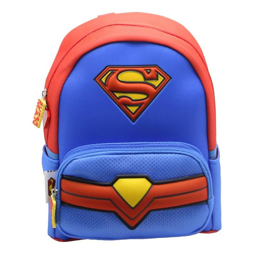 Mochila Escolar La Liga De La Justicia Superman Clasico Color Rojo Diseño De La Tela Liso